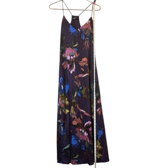 Nicole Miller Maxi Dress M Purple Floral Boho Pockets Shelf Bra NWT Fall Style - Picture 6 of 12
